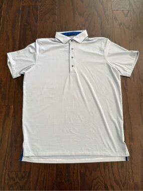 NEW Greyson Men's Light Blue/White Micro-Striped Performance Polo Sz Medium NWOT